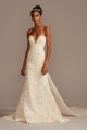 Scalloped Lace Removable Bow Train Wedding Dress CWG880