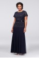 Short-Sleeve Lace and Chiffon Plus Size Dress Onyx 949944