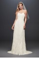 Strapless Linear Lace Sheath Wedding Dress WG3782