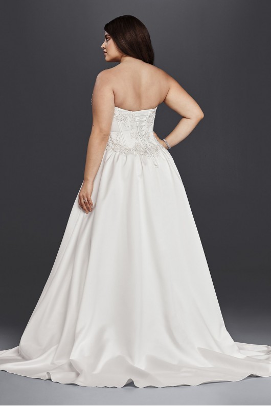 Strapless Satin Plus Size Ball Gown Wedding Dress Jewel 9WG3814