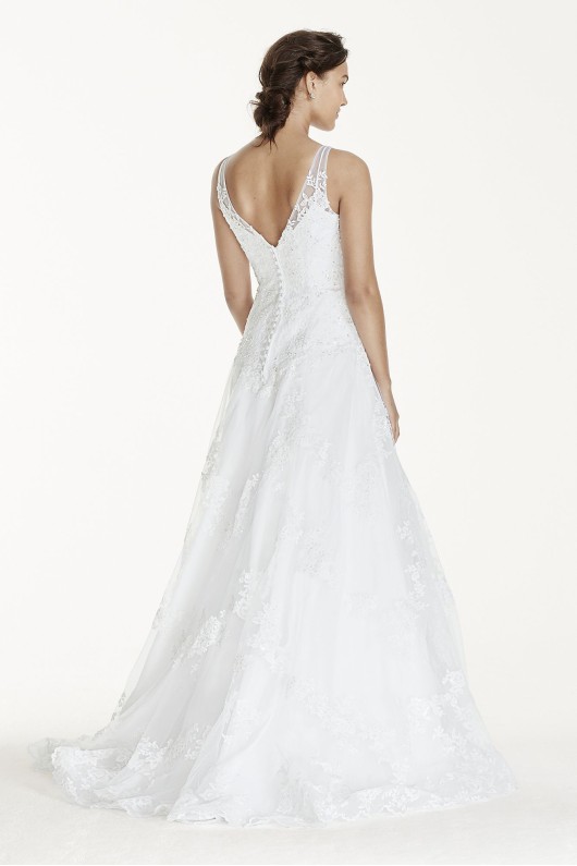 Tank Tulle Wedding Dress with Lace Applique Jewel WG3753