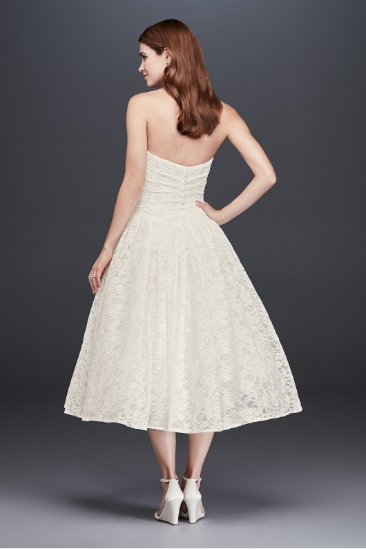 Tea Length Drop Waist Lace Wedding Dress WG3719