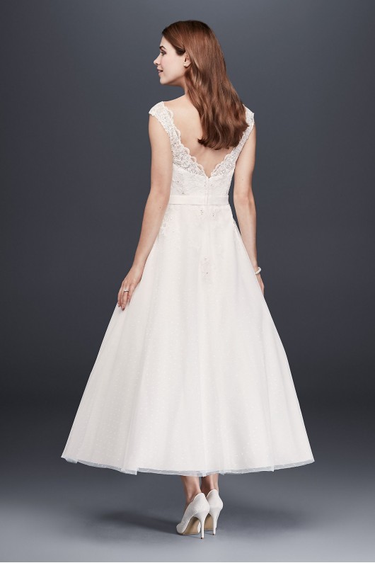 Tea Length Tulle Illusion Neckline Wedding Dress WG3721