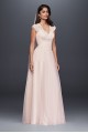 Tulle-Over-Lace V-Neck Ball Gown Wedding Dress Collection WG3859
